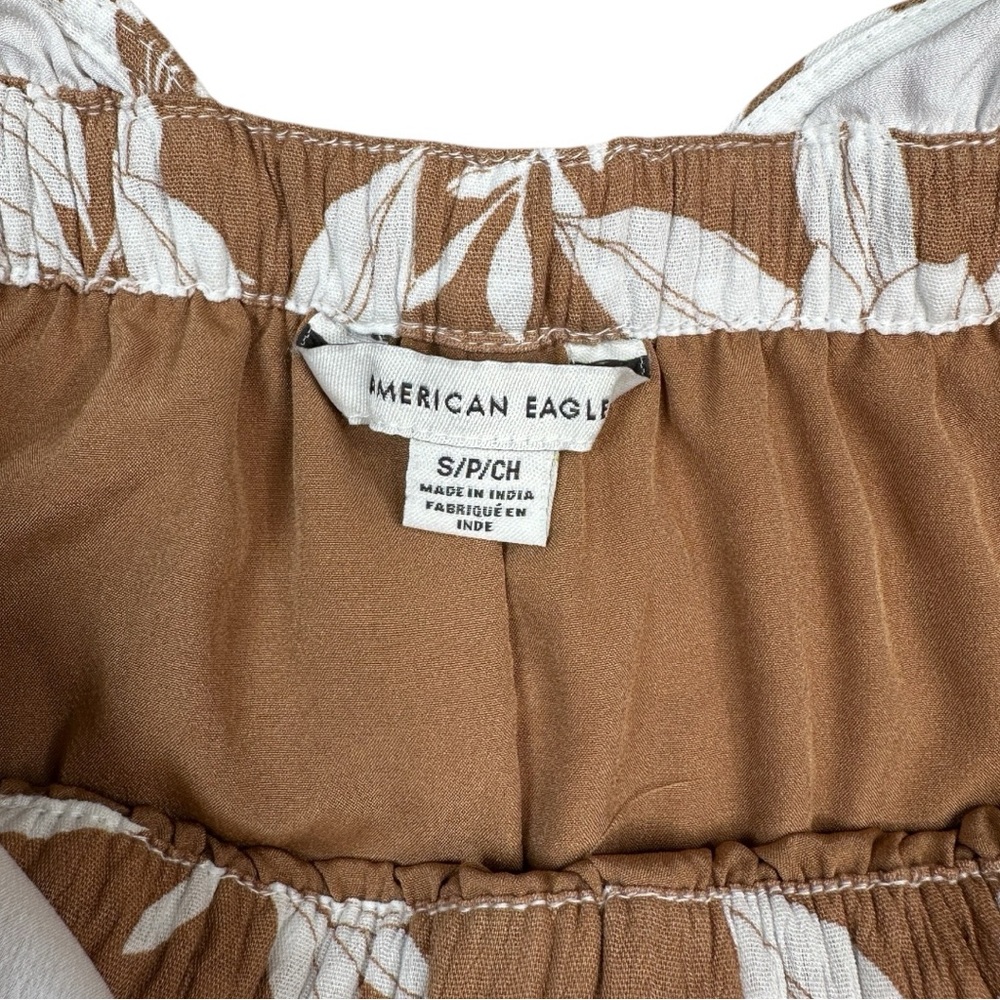 American Eagle Women's Cotton Palm Print Brown Jumpsuit Size S - Picture 5 of 7